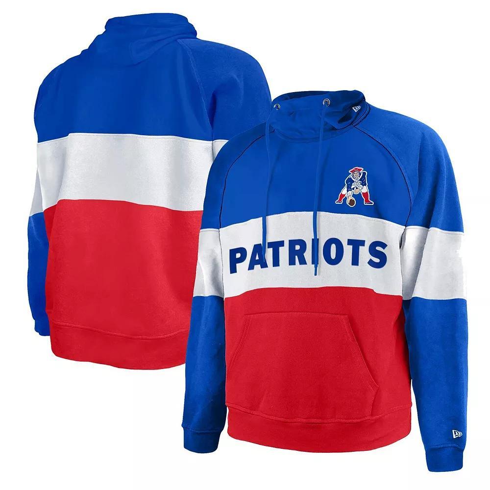 Men's New Era Navy/Red New England Patriots Big & Tall Current Team Colorblock Fleece Raglan Pullover Hoodie, Size: 5XB Product Image