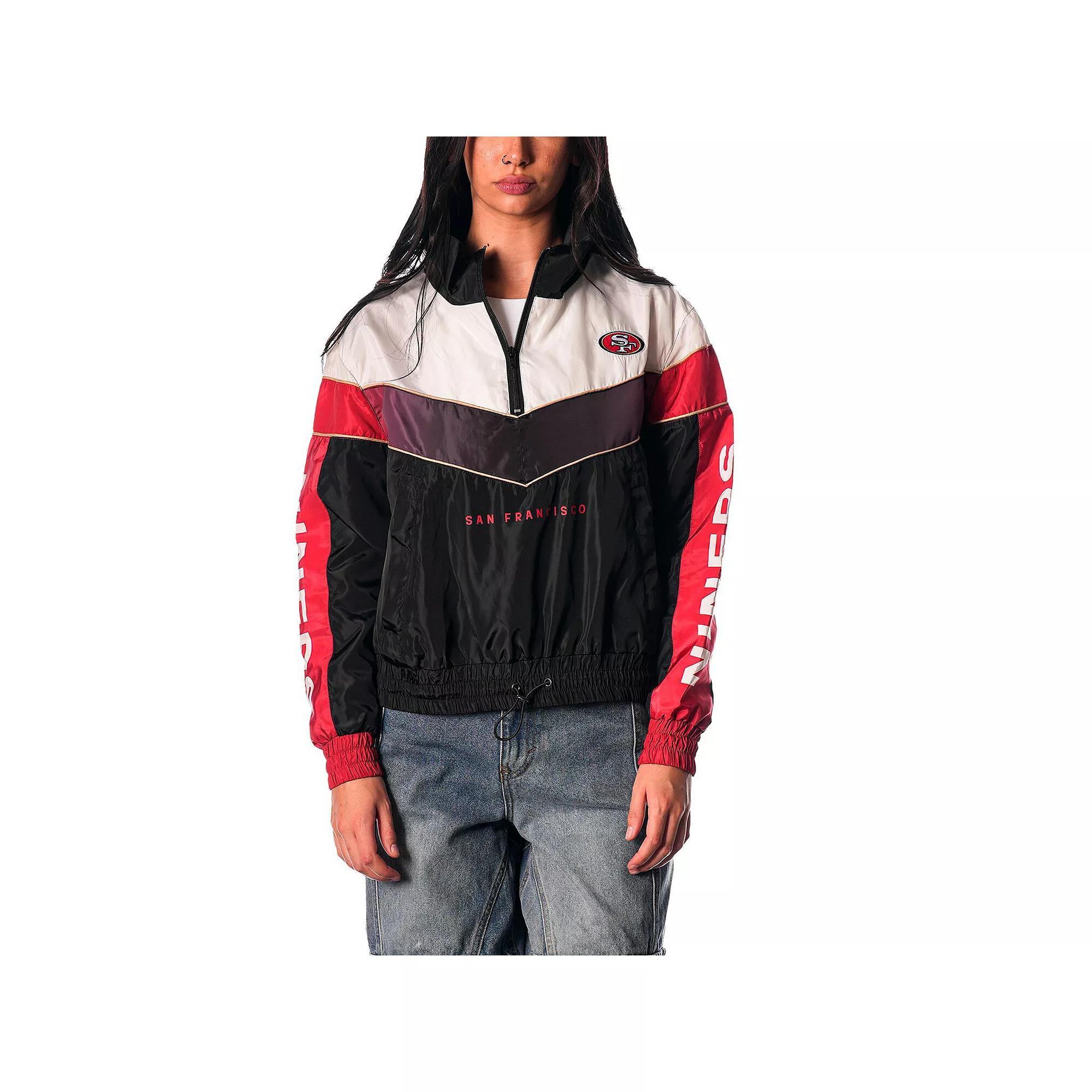 Women's The Wild Collective Black San Francisco 49ers 1/4 Zip Track Jacket,  Product Image