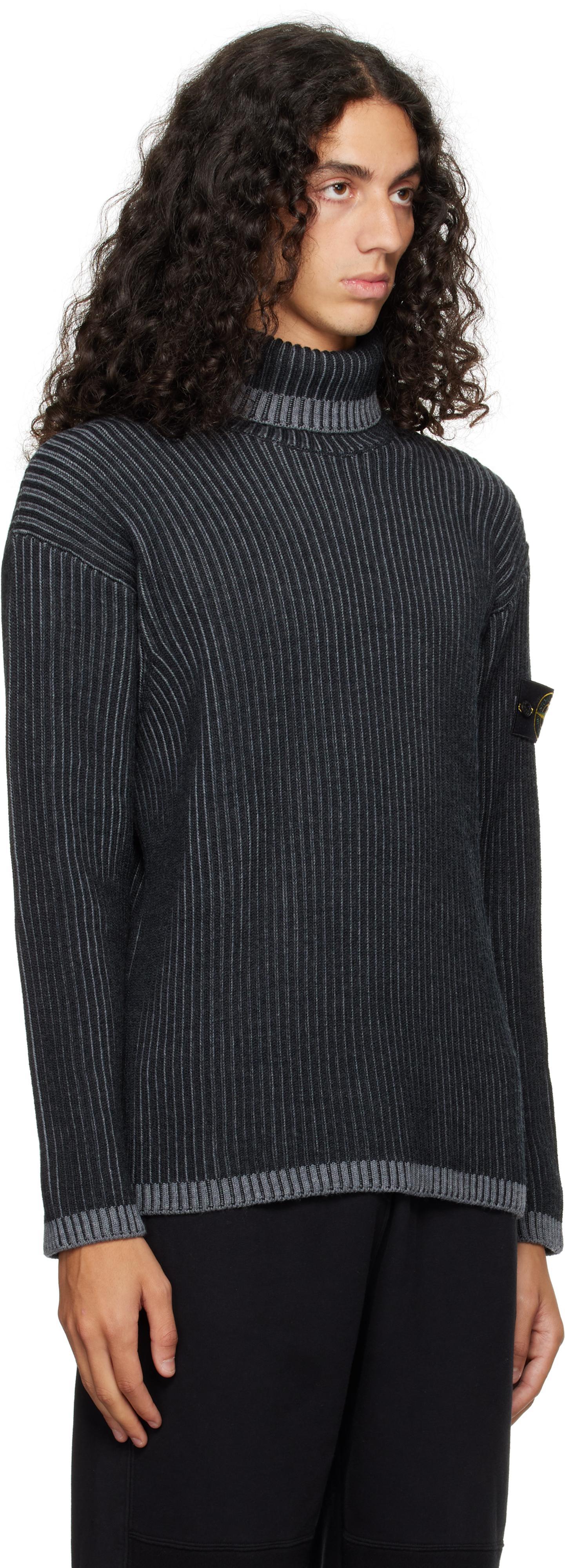 STONE ISLAND Gray Ribbed Rollneck Knit Turtleneck In V0m65 Mel Charcoal Product Image