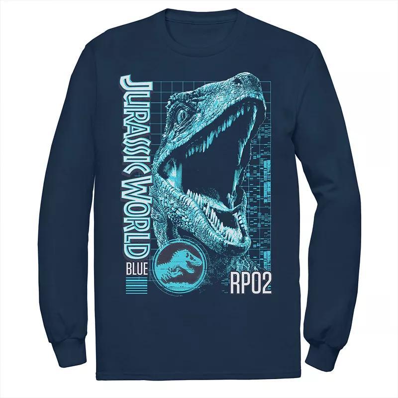 Men's Jurassic World Two Blue Face Tech Schematic Tee,  Product Image