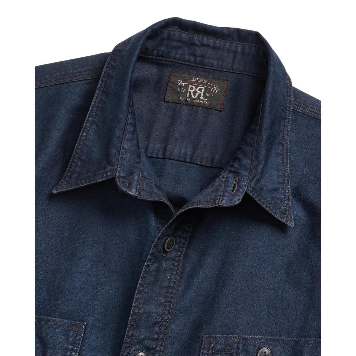 Indigo Cotton-Linen Sateen Workshirt Product Image