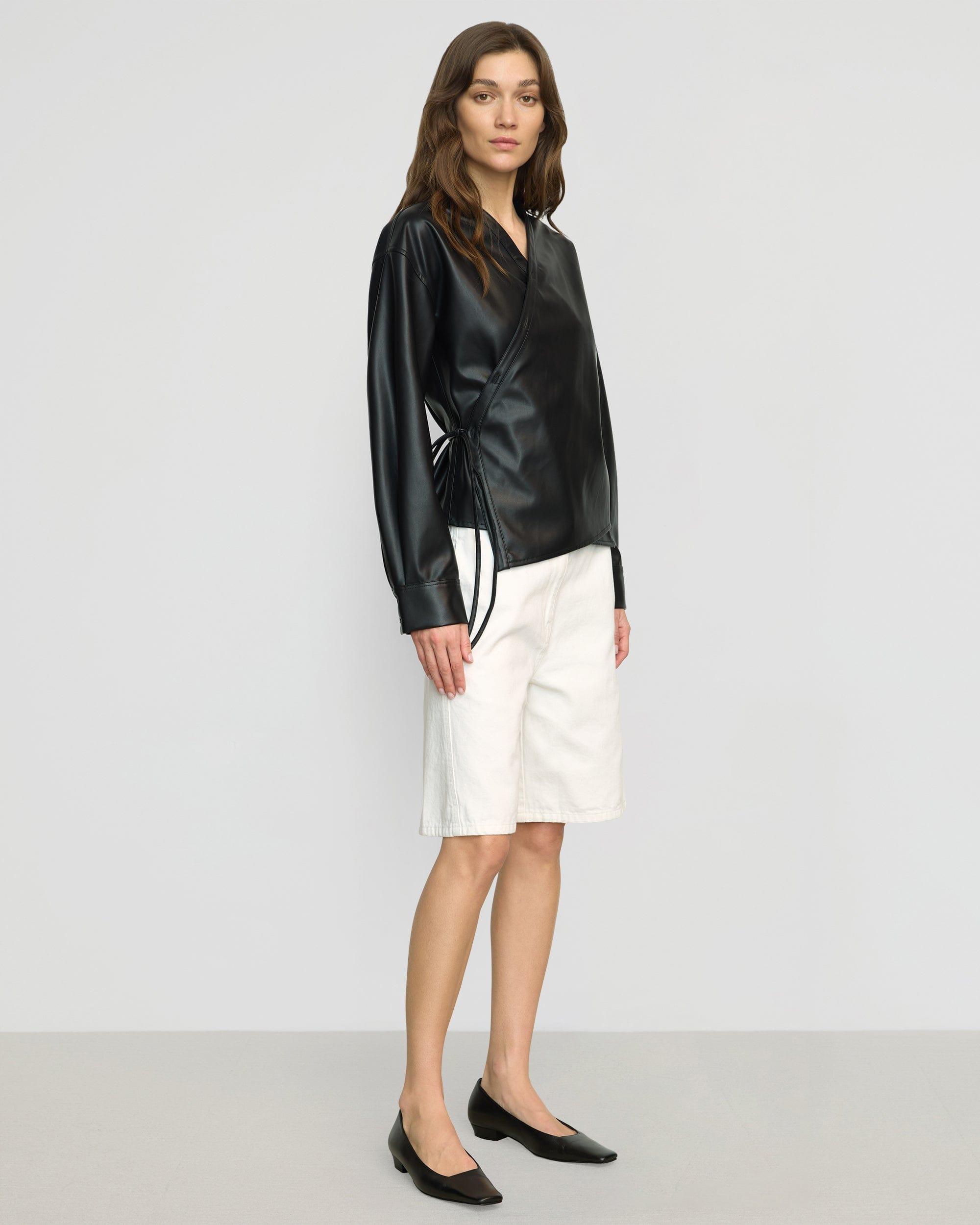 Sarit Vegan Leather Wrap Top Product Image