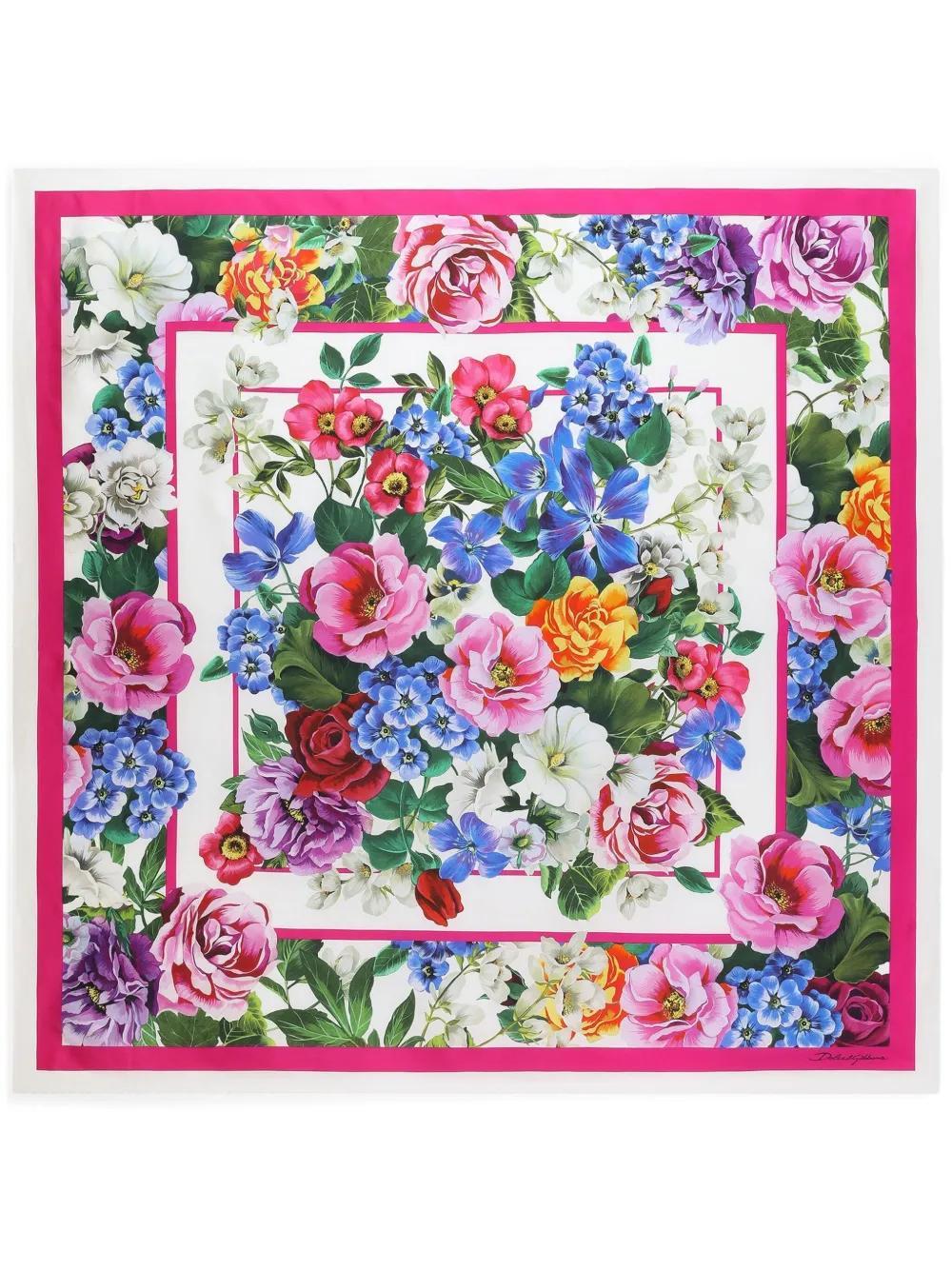 DOLCE & GABBANA Schal Mit Blumen-print In Rosa Product Image