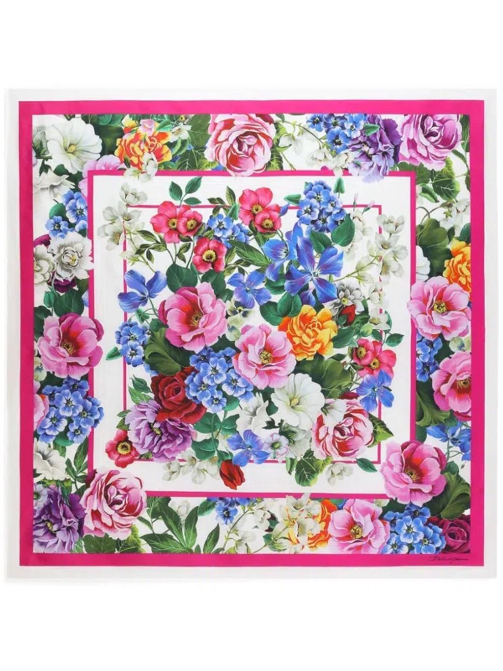 DOLCE & GABBANA Schal Mit Blumen-print In Rosa Product Image