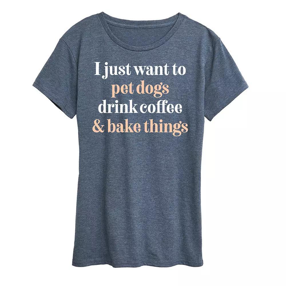 Women's Pet Cats Drink Coffee Bake Graphic Tee,  Product Image