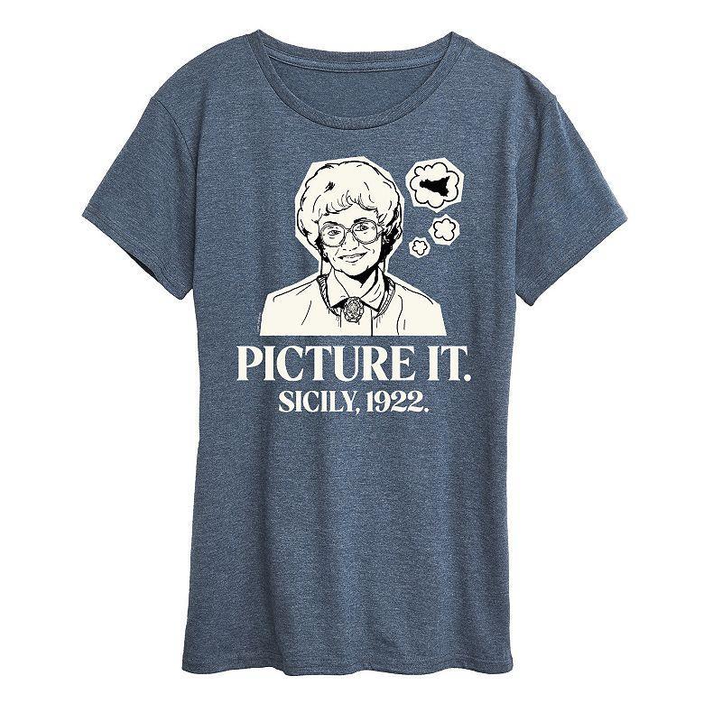 Plus Golden Girls Picture It Sicily Graphic Tee, Women's, Size: 2XL, Grey Blue Product Image