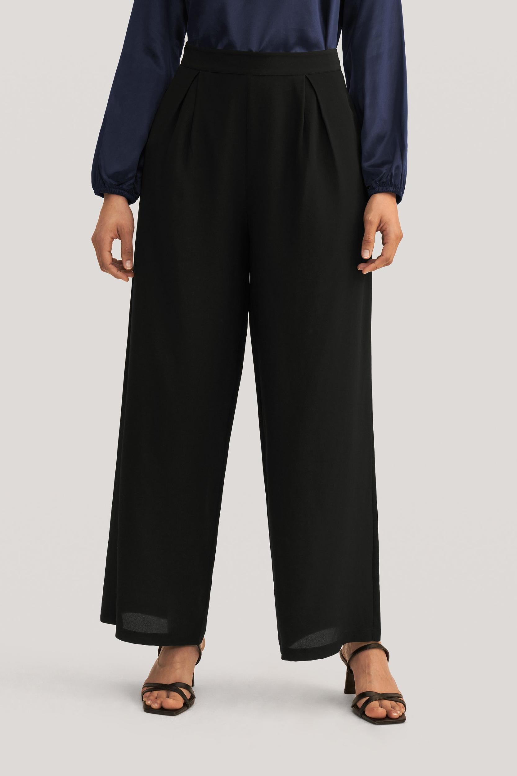 LILYSILK Womens Silk Slacks - Black Mulberry Silk - Wardrobe Must-Have Wide Leg Bottoms 10 Product Image