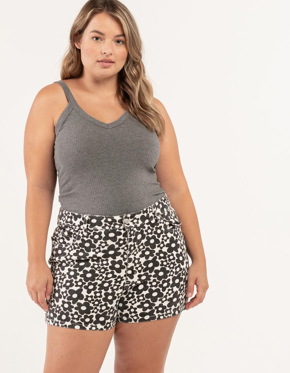 FULL TILT Floral Swirl Print Womens Shorts - BLK/WHT Product Image