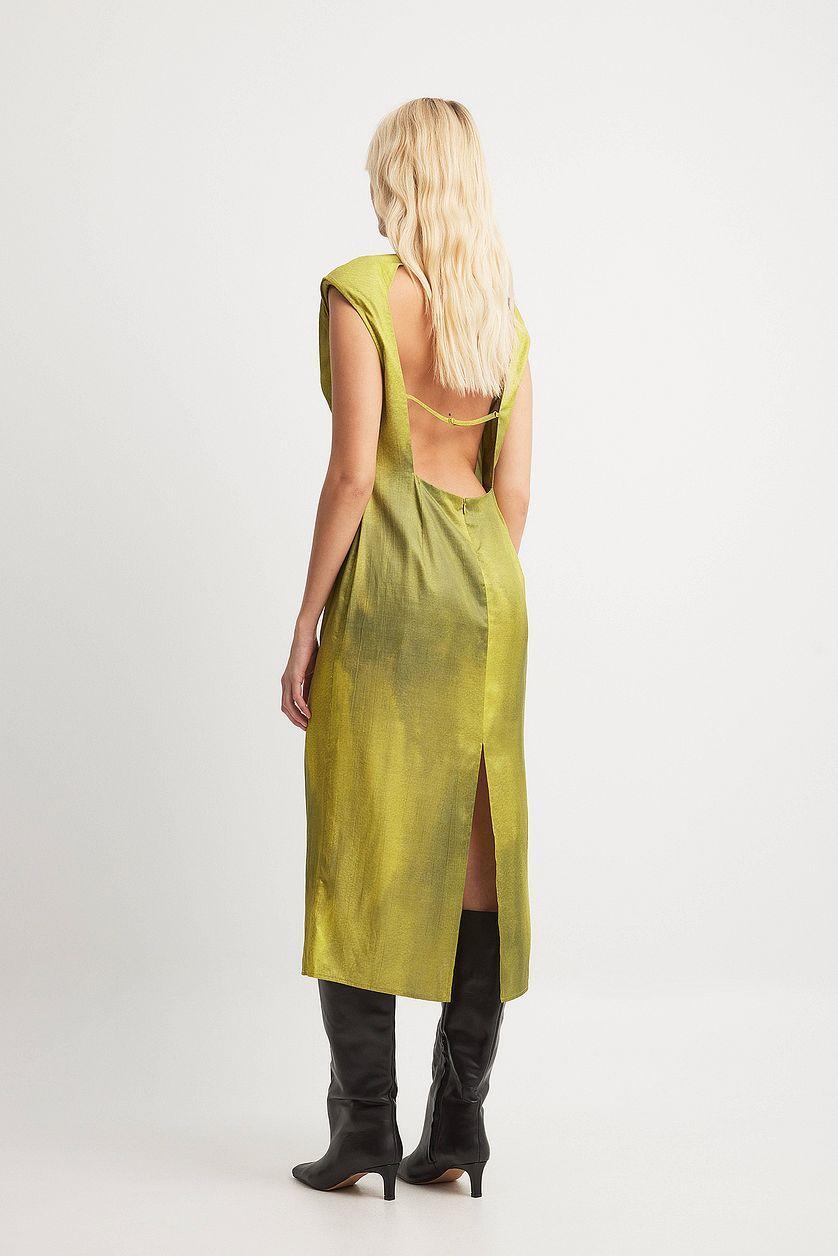 Funnel Neck Open Back Midi Dress Product Image