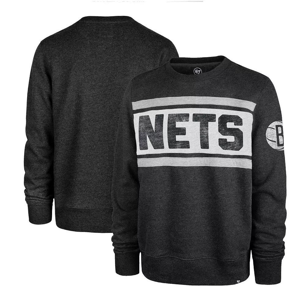 Men's '47 Heather Black Brooklyn Nets Tribeca Emerson Pullover Sweatshirt,  Product Image