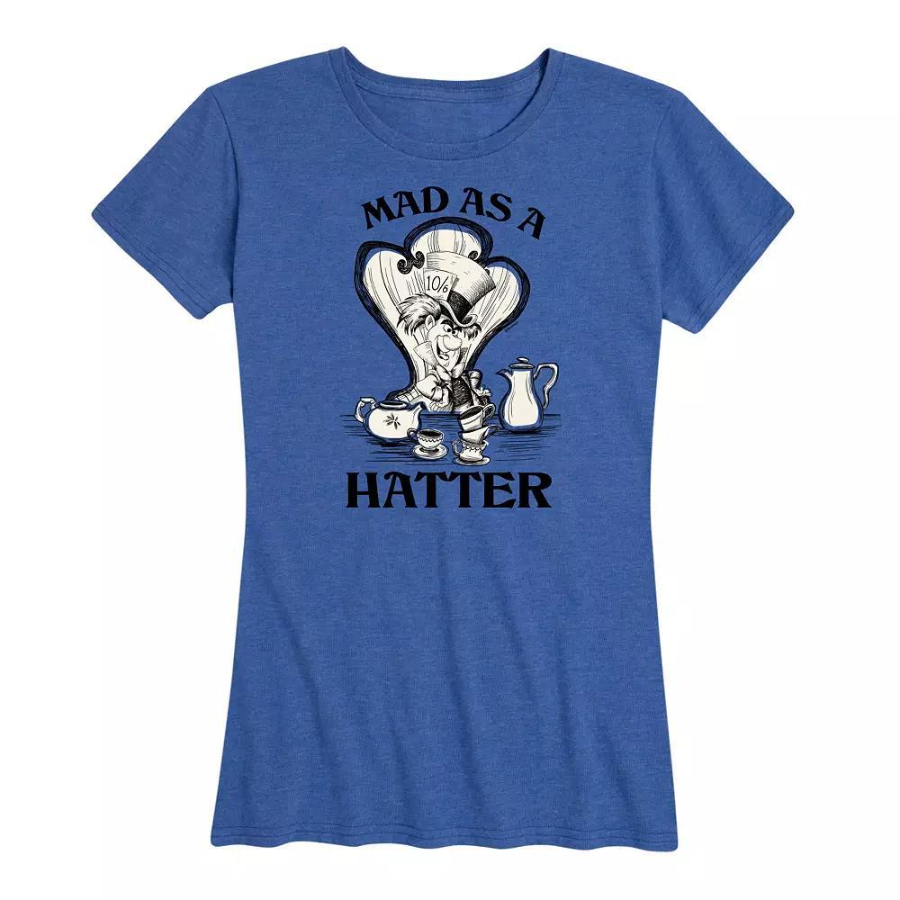 Disney's Alice in Wonderland Women's Mad As A Hatter Graphic Tee, Girl's, Size: XL, Grey Royal Blue Product Image