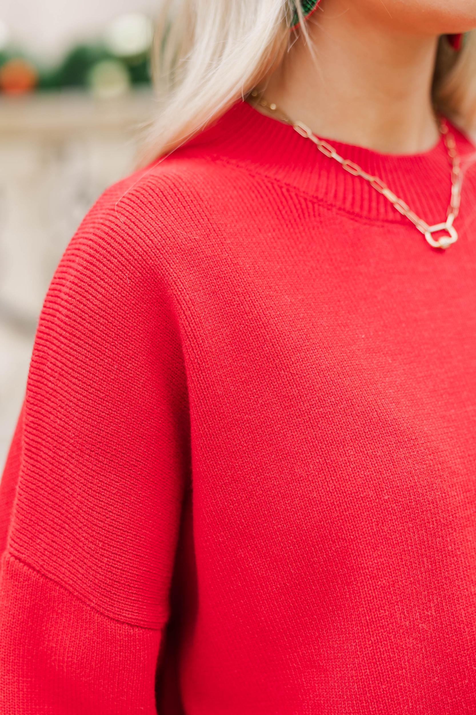 Perfectly You Red Mock Neck Sweater Female Product Image
