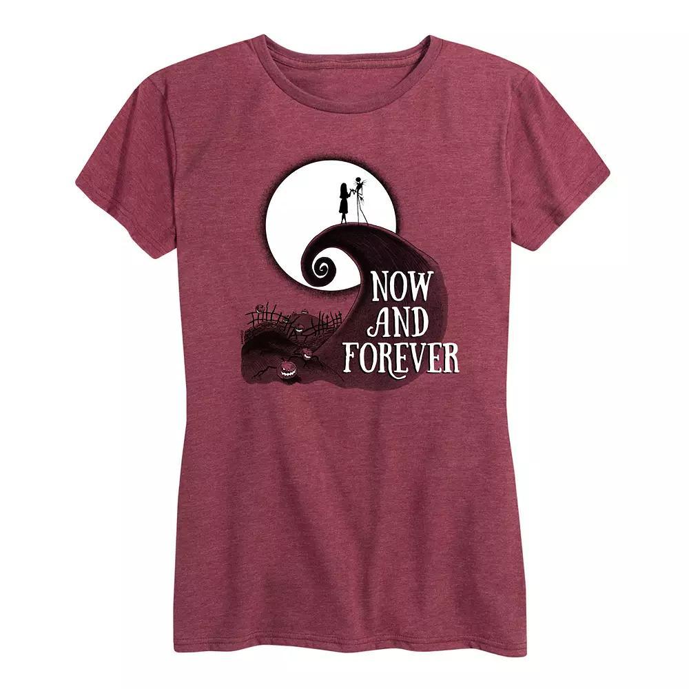 Disney's The Nightmare Before Christmas Women's Now And Forever Graphic Tee, Size: Medium, Grey Gray Product Image