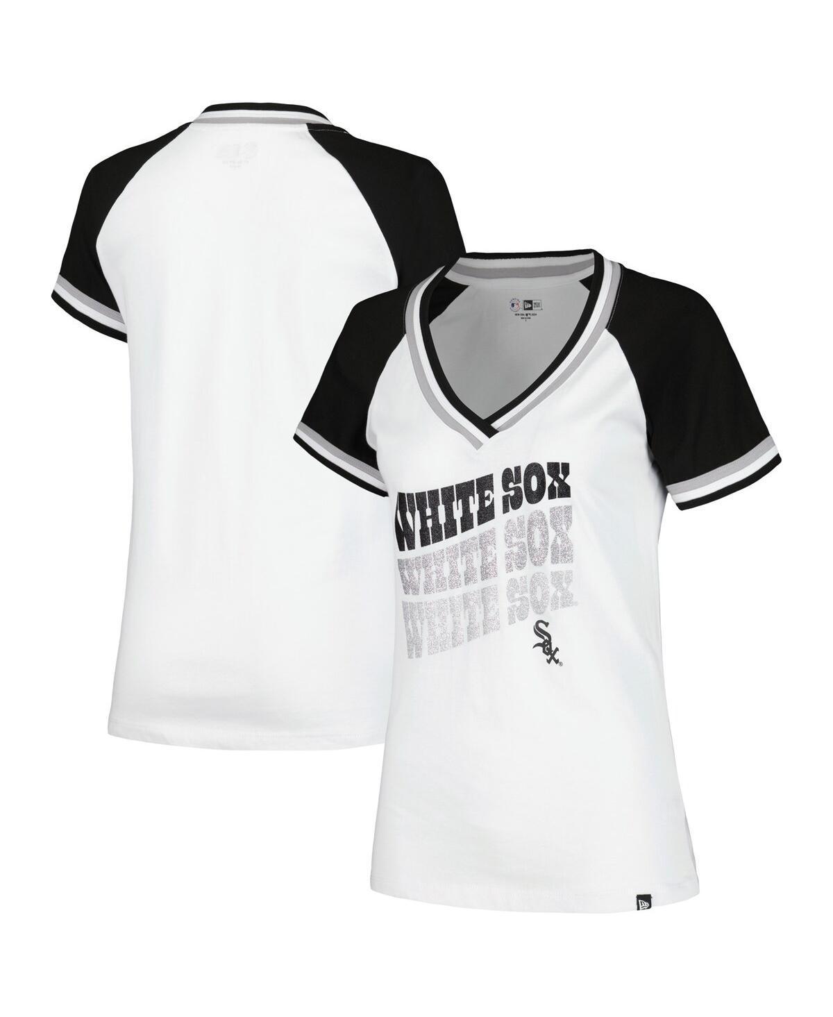 Womens New Era Chicago Sox Jersey Double Binding Raglan V-Neck T-Shirt Product Image