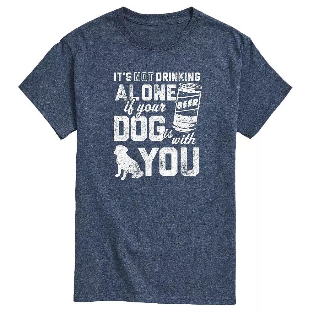 Men's Drinking Alone Dog Graphic Tee, Size: XL, Blue Product Image