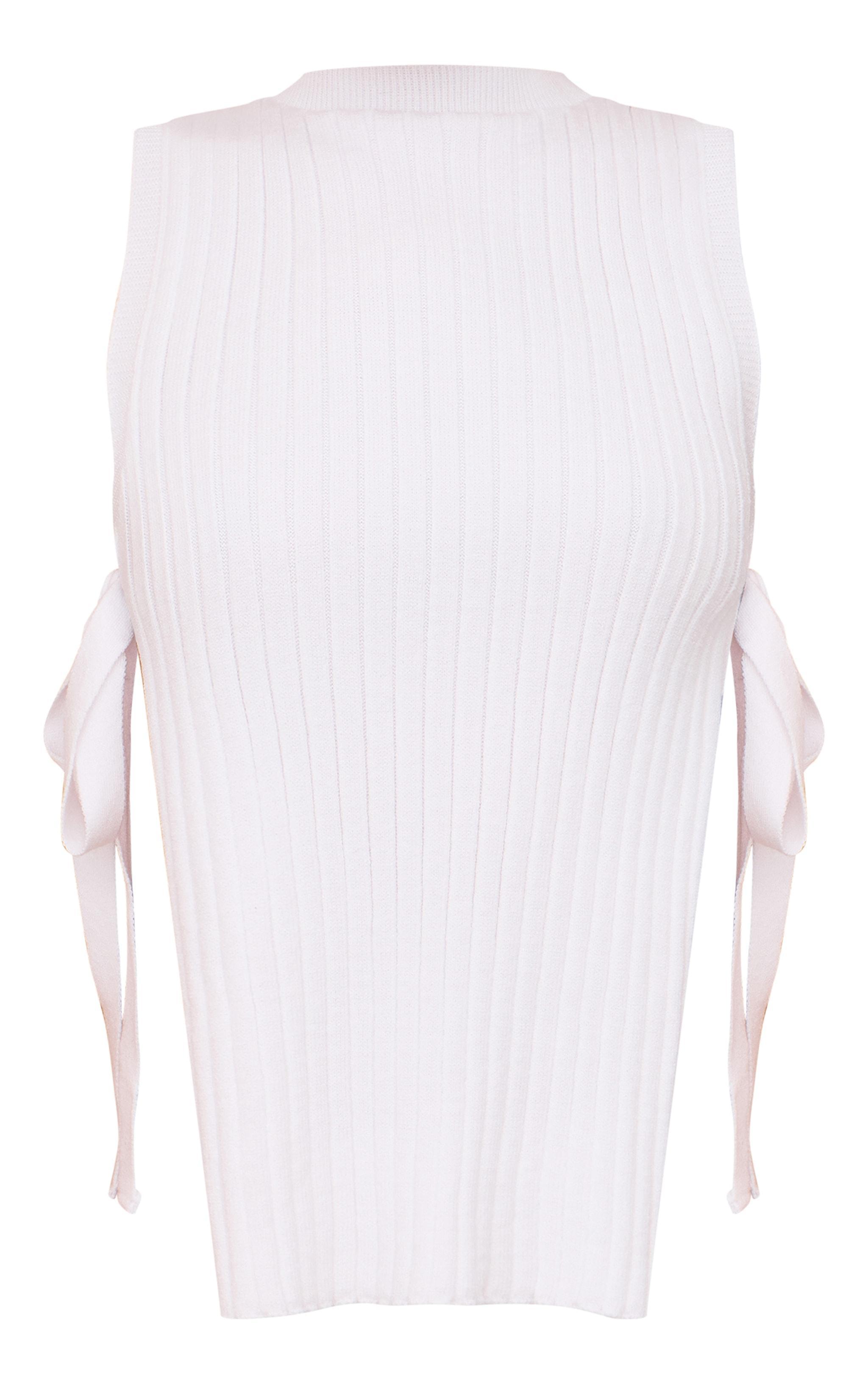 Petite White Knitted Cut Out Side Long Top Product Image