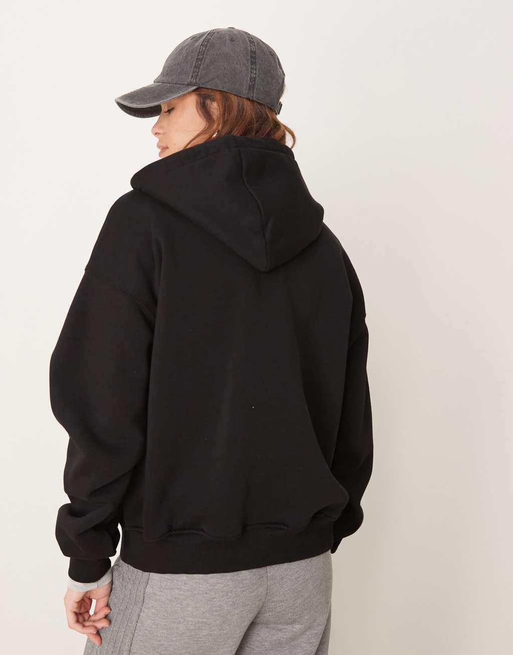 Gina Tricot relaxed hoodie in black Product Image