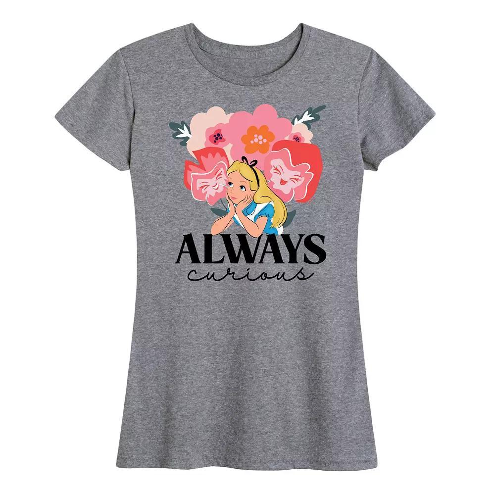 Disney's Alice in Wonderland Women's Always Curious Graphic Tee, Girl's, Size: XL, Grey Gray Product Image