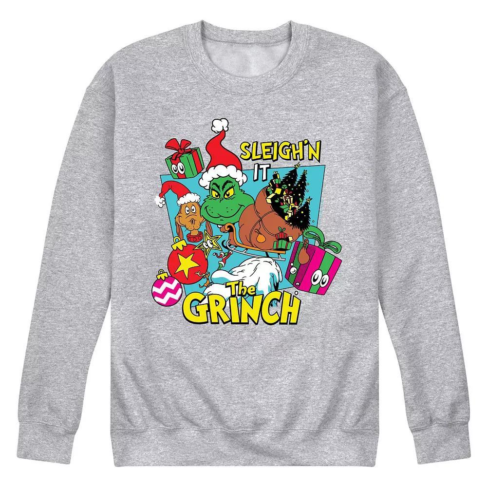 Men's Dr. Seuss The Grinch Sleigh'n It Fleece Sweatshirt, Size: XL, Grey Gray Product Image