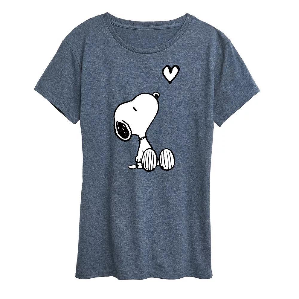 Women's Peanuts White Snoopy Heart Graphic Tee, Girl's,  Product Image