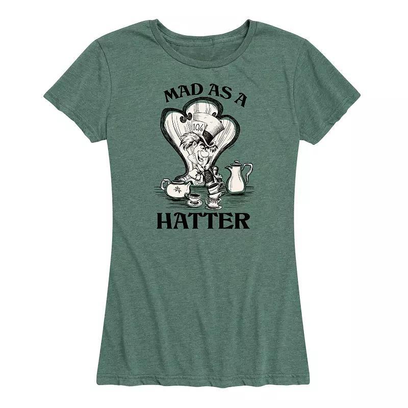 Disney's Alice in Wonderland Women's Mad As A Hatter Graphic Tee, Girl's, Size: Small, Grey Gray Product Image