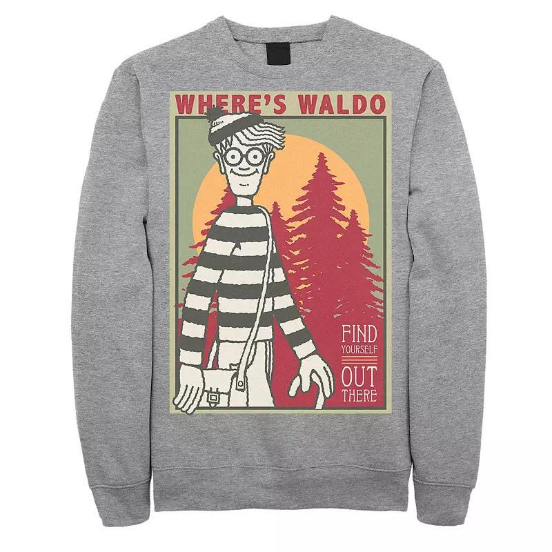 Men's Where's Waldo Find Yourself Poster Sweatshirt, Size: Medium, Athletic Grey Product Image