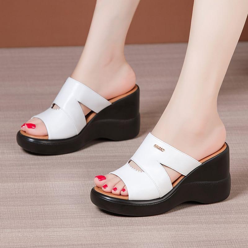 Cutout Platform Wedge Slide Sandals Product Image