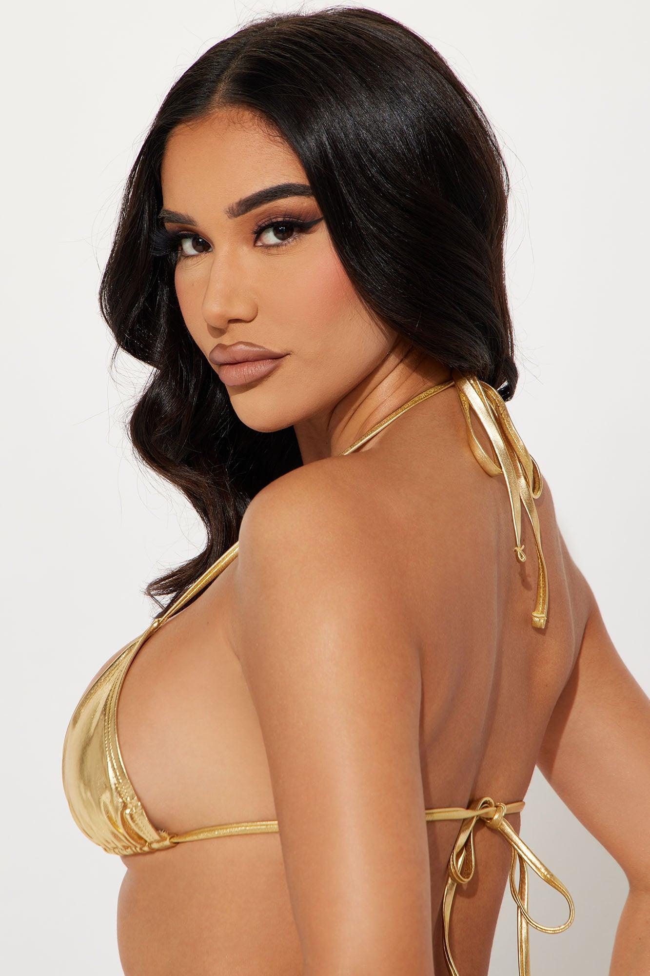 Maui Mix And Match Metallic Triangle Bikini Top - Gold Product Image