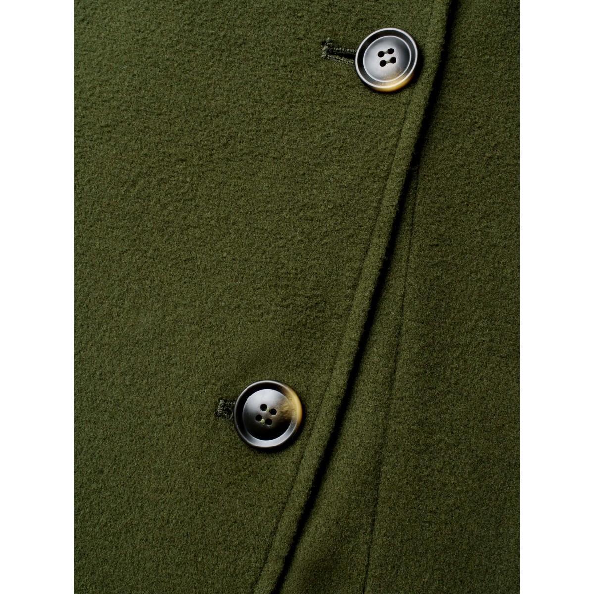 Plus Size Solid Wrap Button Up Asymmetrical Hem Coat Women ArmyGreen Elegant Button Ladies Everyday Winter Coats BloomChic 18-20/2X Product Image
