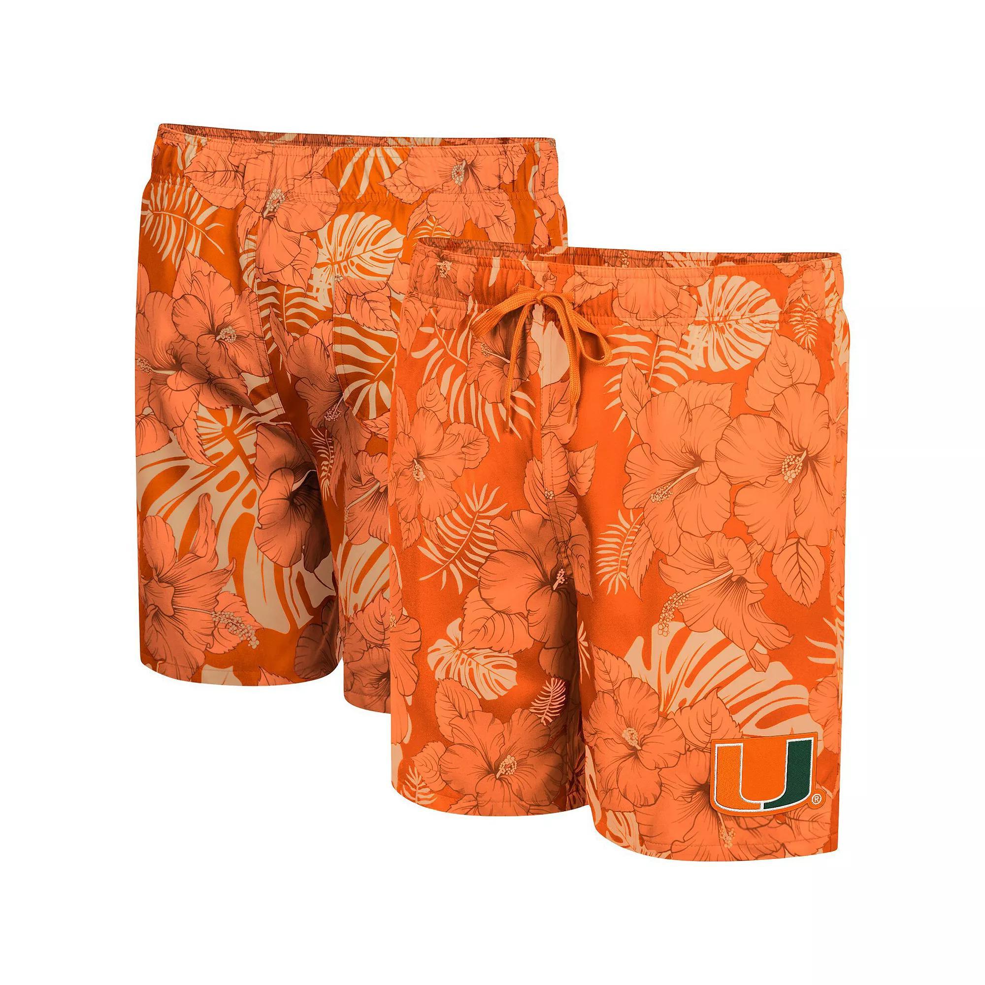 Men's Colosseum Orange Miami Hurricanes The Dude Swim Shorts, Size: Small Product Image
