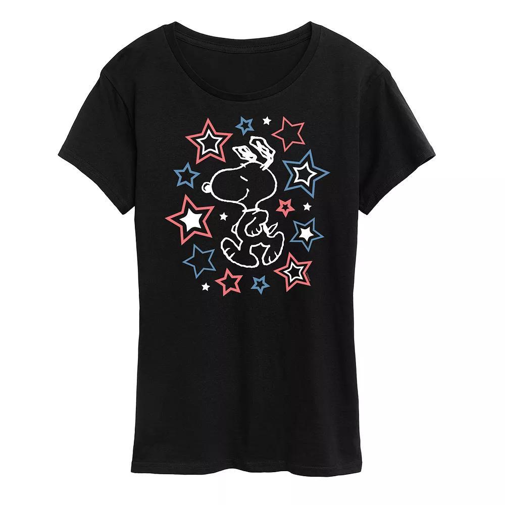 Women's Peanuts Snoopy Stars Graphic Tee, Size: XL, Black Product Image