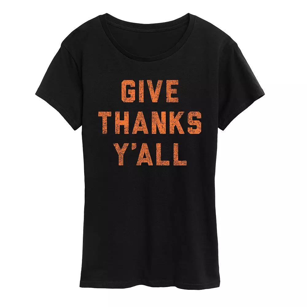 Women's Give Thanks Ya'll Distressed Graphic Tee,  Product Image