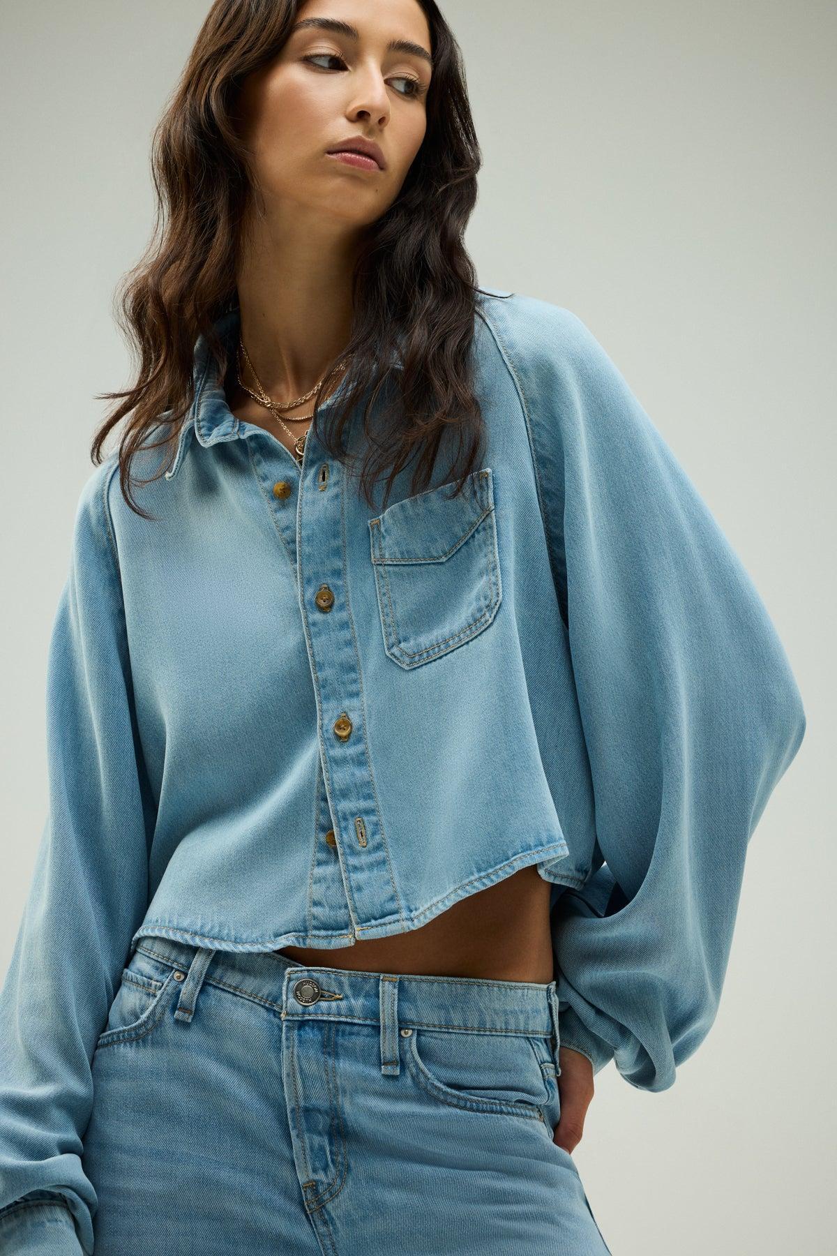 Raglan Balloon Sleeve Button Down Female Product Image