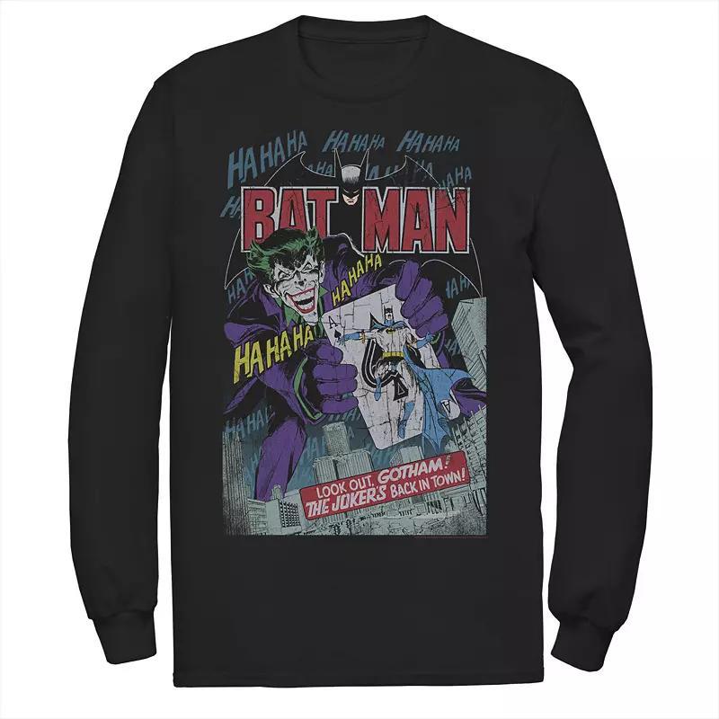 Mens DC Comics Batman And Joker Comic Cover Tee Blue Product Image