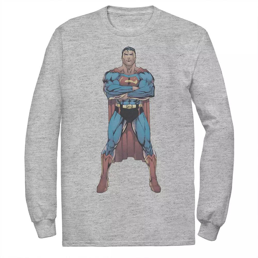 Men's DC Comics Superman Power Stance Comic Poster Sweatshirt, Size: Small, Athletic Grey Product Image