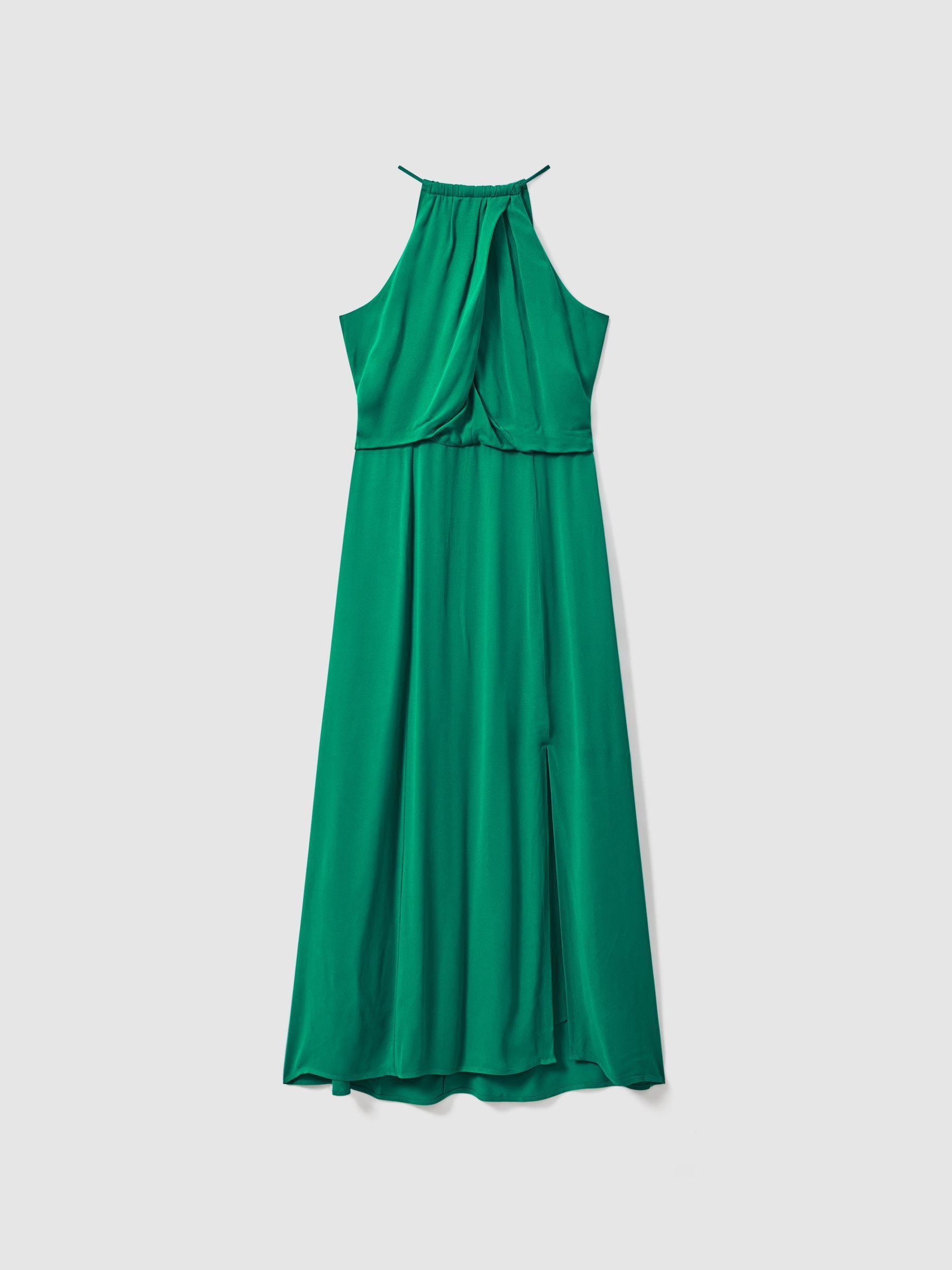 Drape Front Midi Dress in Green Product Image