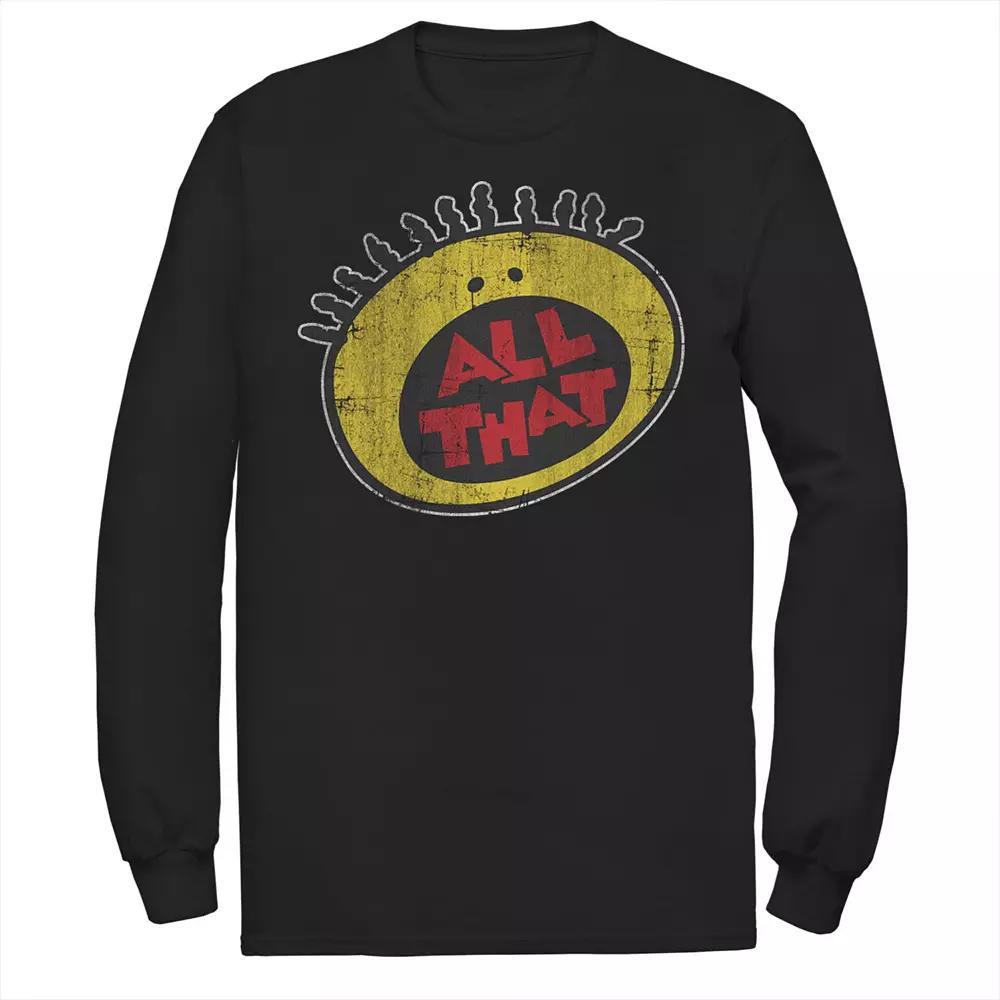 Men's Nickelodeon All That Classic Vintage Face Logo Title Long Sleeve Graphic Tee, Size: Large, Black Product Image
