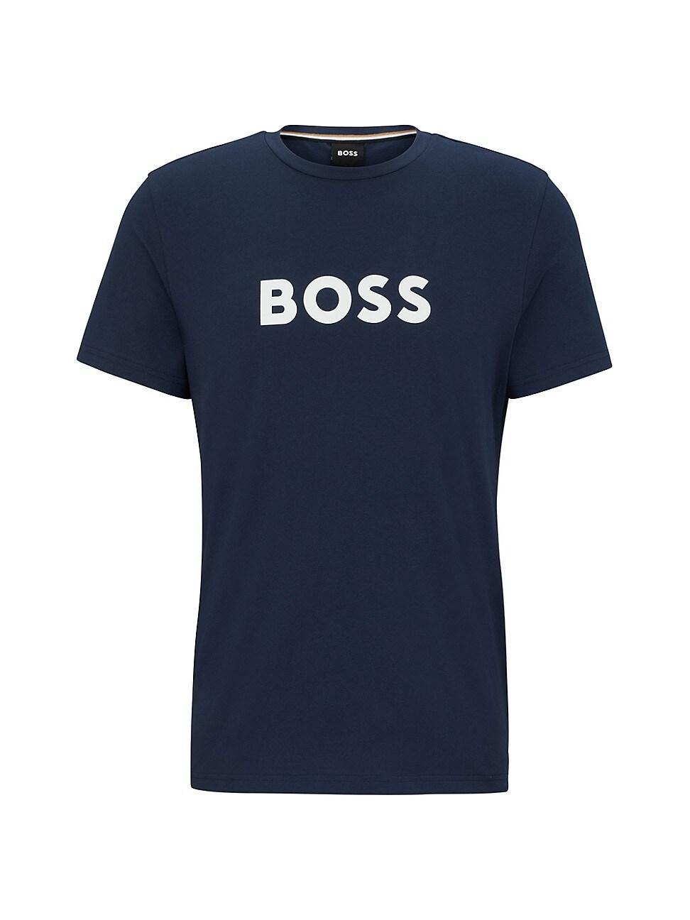 HUGO BOSS Unisex Relaxed-fit T-shirt In Cotton With Contrast Logo In Dark Blue Product Image