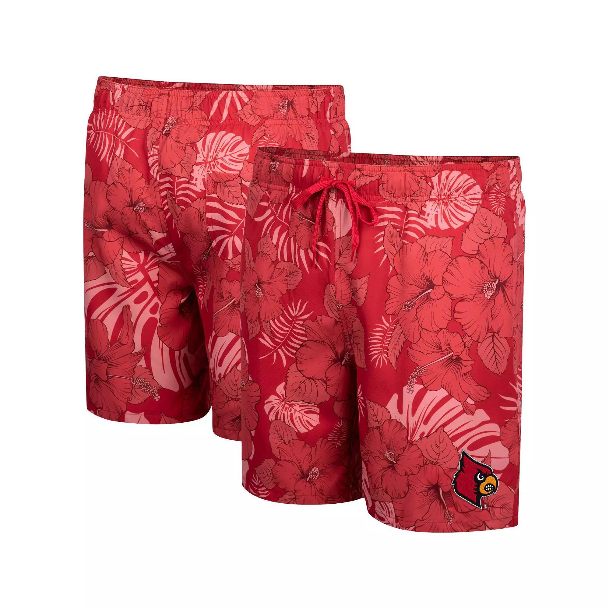 Men's Colosseum Red Wisconsin Badgers The Dude Swim Shorts, Size: Small Product Image