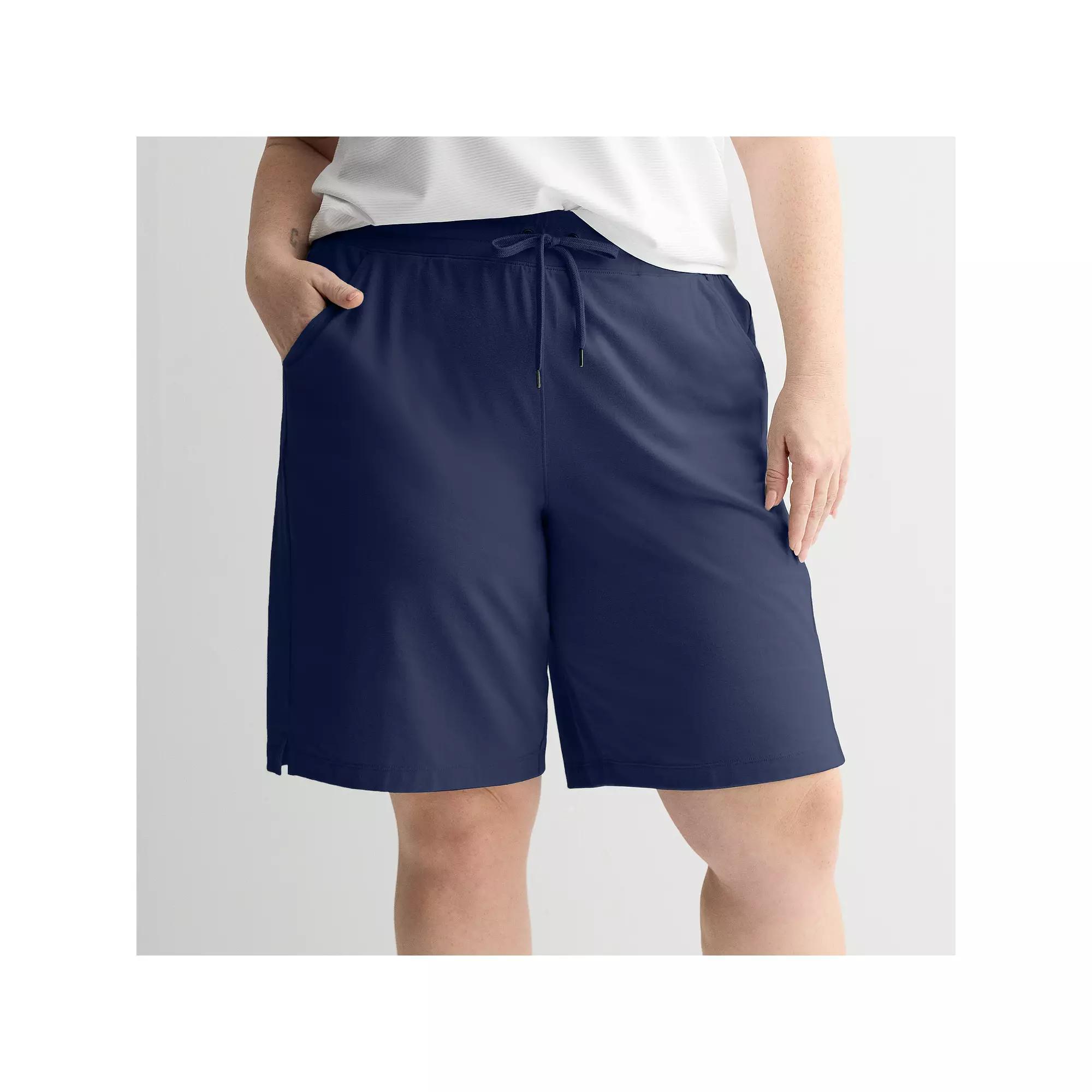 Plus Size Tek Gear Essential Elastic Waist Bermuda Shorts, Womens Blue Romance Product Image