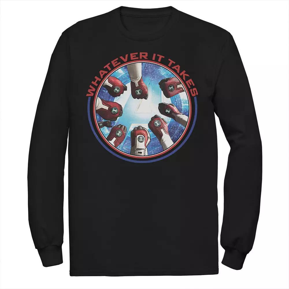 Men's Marvel Avengers Endgame Whatever It Takes Hands In Portrait Long Sleeve Graphic Tee, Size: Medium, Black Product Image