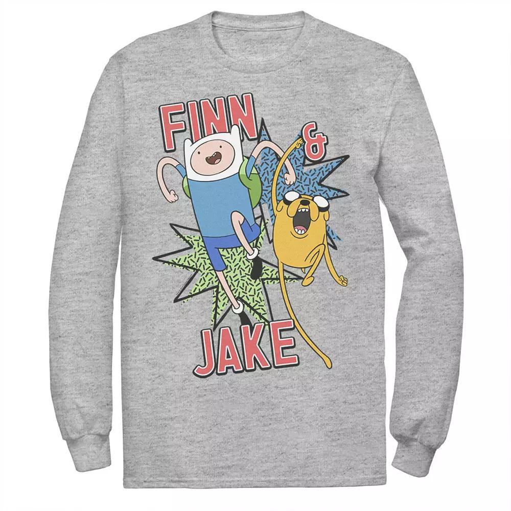Men's Cartoon Network Adventure Time Finn & Jake Kapows Tee, Size: XXL, Athletic Grey Product Image