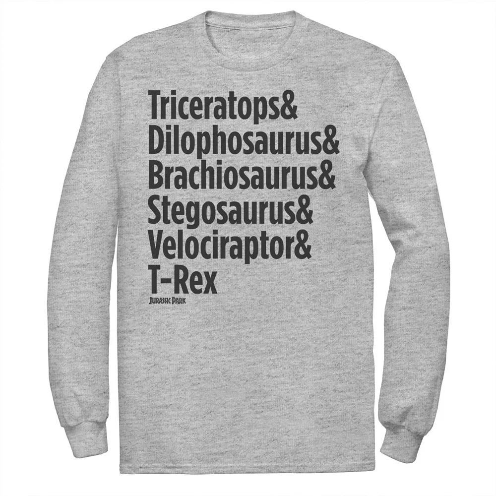 Men's Jurassic Park Dinosaur Name Types Long Sleeve Tee,  Product Image