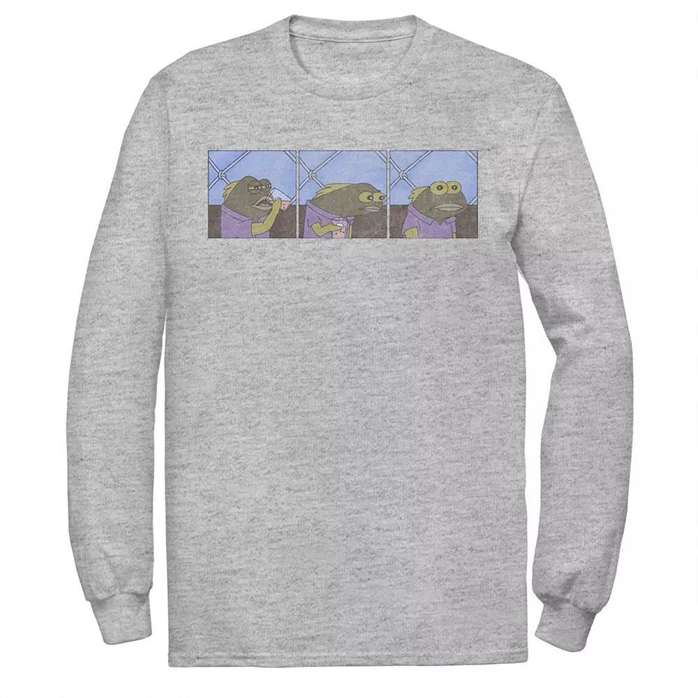 Men's Nickelodeon SpongeBob SquarePants Fish Sips Drink Meme Tee, Size: Small, Athletic Grey Product Image