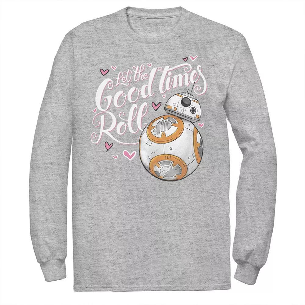 Men's Star Wars Valentine's Day BB-8 "Let The Good Times Roll" Hearts Tee, Size: Small, Athletic Grey Product Image