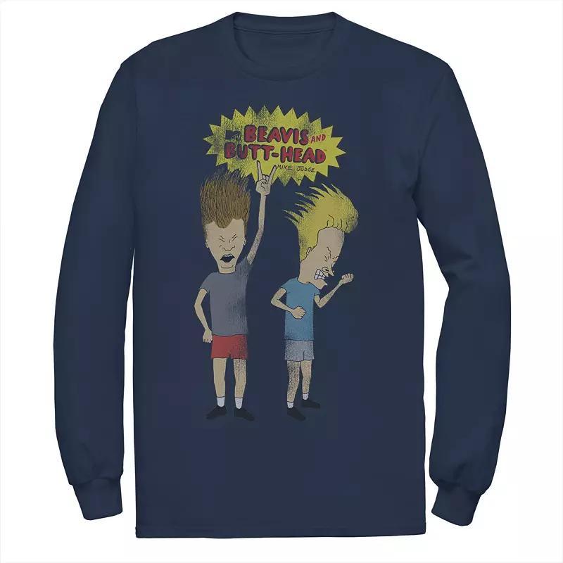 Men's Beavis and Butthead Rocking Out Logo Portrait Tee, Size: Small, Blue Product Image