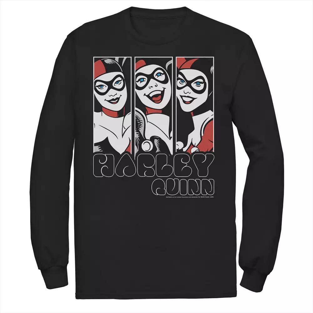 Men's Batman Harley Quinn Vintage Portrait Panel Tee, Size: Large, Black Product Image