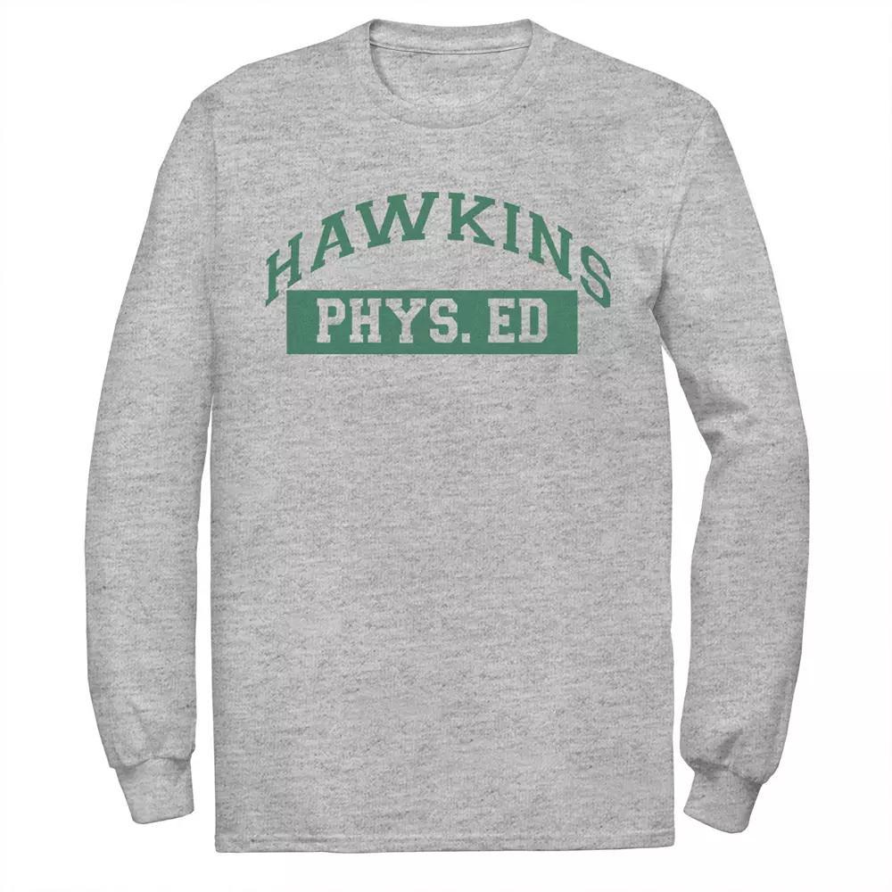 Men's Netflix Stranger Things Hawkins Phys. Ed Logo Tee, Size: Small, Athletic Grey Product Image