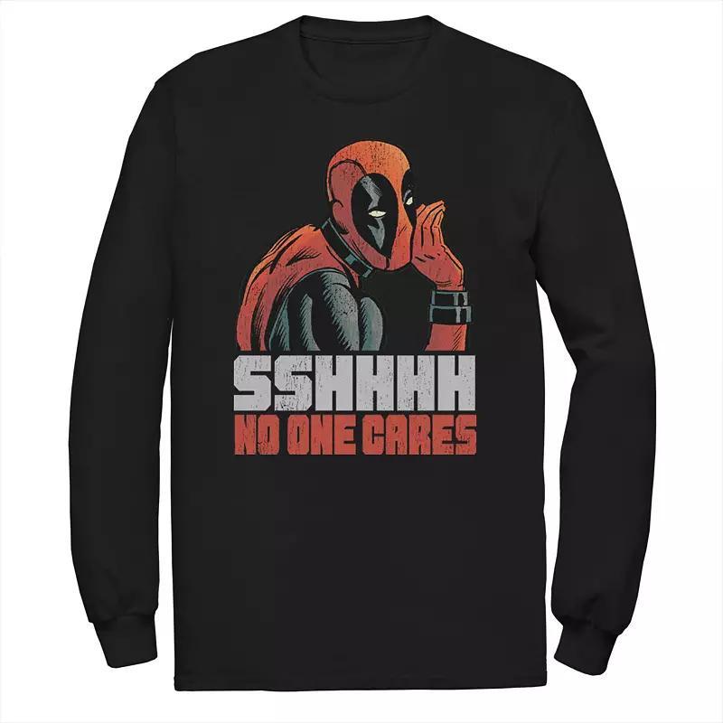 Big & Tall Deadpool Shhh, No One Cares Poster Long Sleeve Graphic Tee, Men's, Size: 3XL, Black Product Image