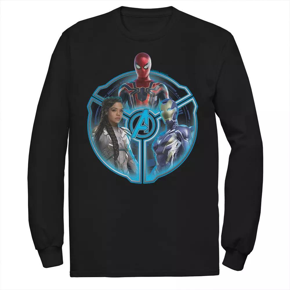 Men's Marvel Avengers Endgame Techno Group Shot Circle Portrait Long Sleeve Graphic Tee, Size: Large, Black Product Image